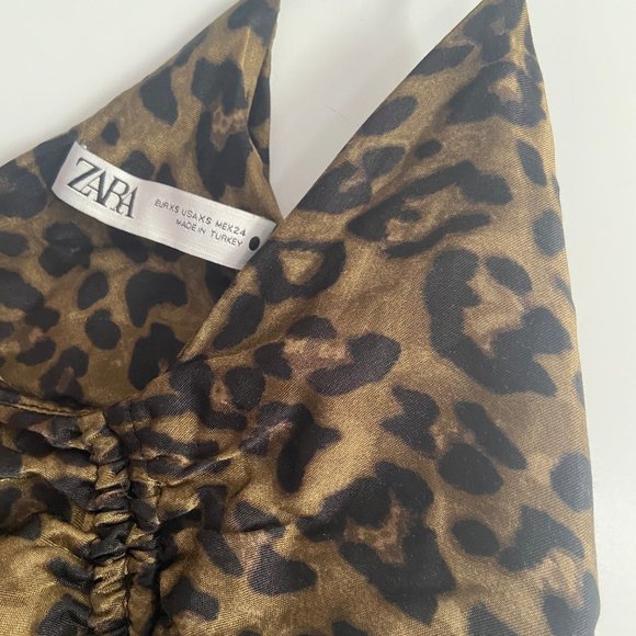 Zara - Animal Print Mini Satin Slip Dress - Picture 5 of 5